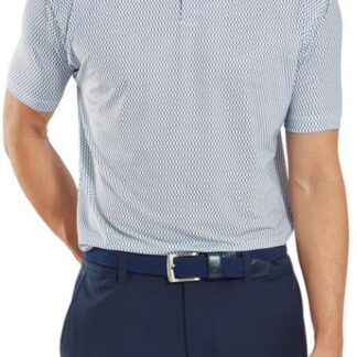 FootJoy Irongate Print Lisle (white with navy) -miesten golfpaita